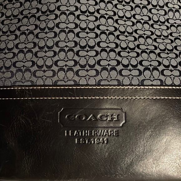 Coach Navy Blue LeatherWare Sig Canvas Tote w/Leather Trim & Silver-Toned HW - Picture 3 of 16